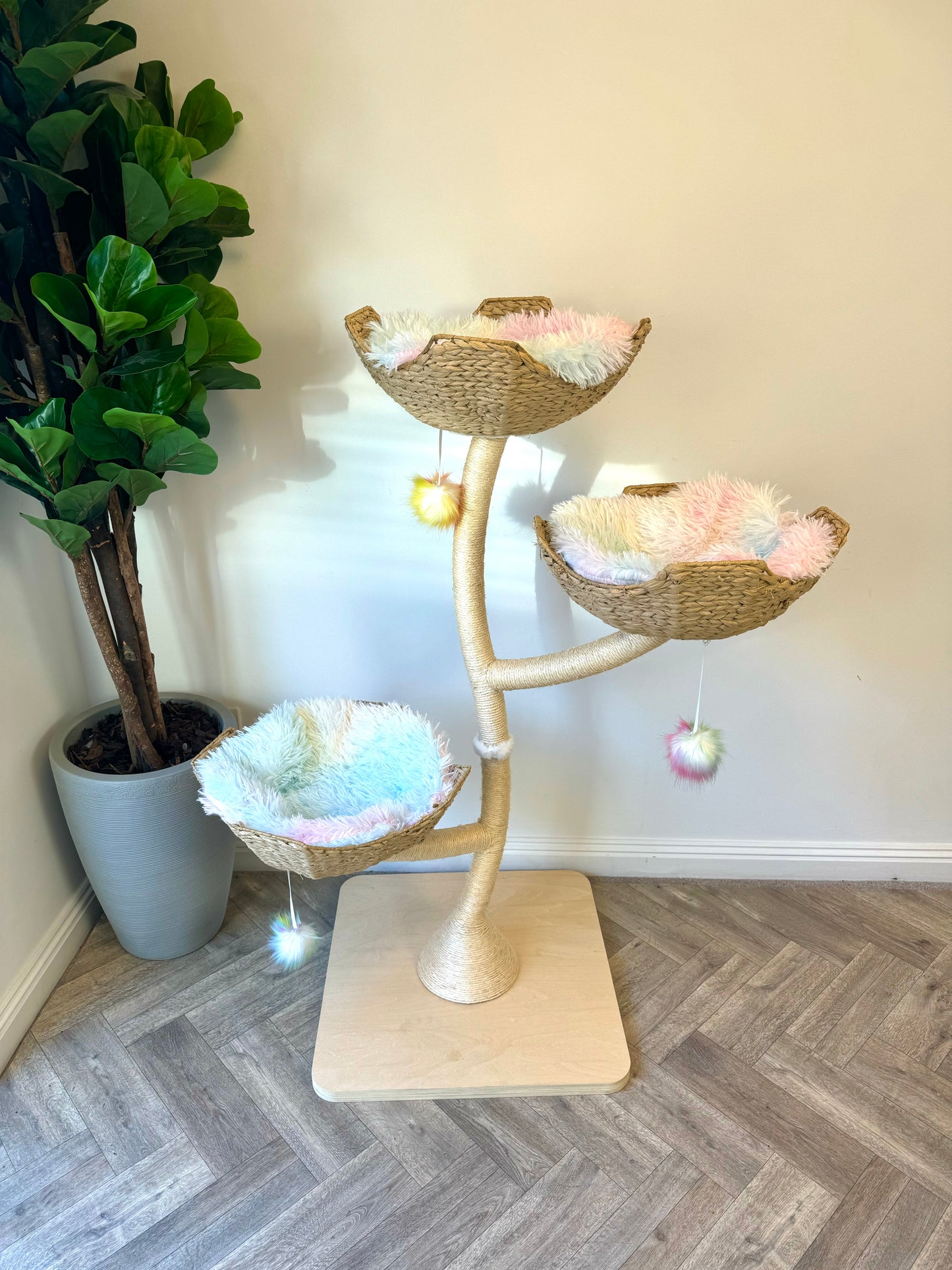 Aesthetic Pastel Coloured Rainbow Bright Bonsai style cat tree tower